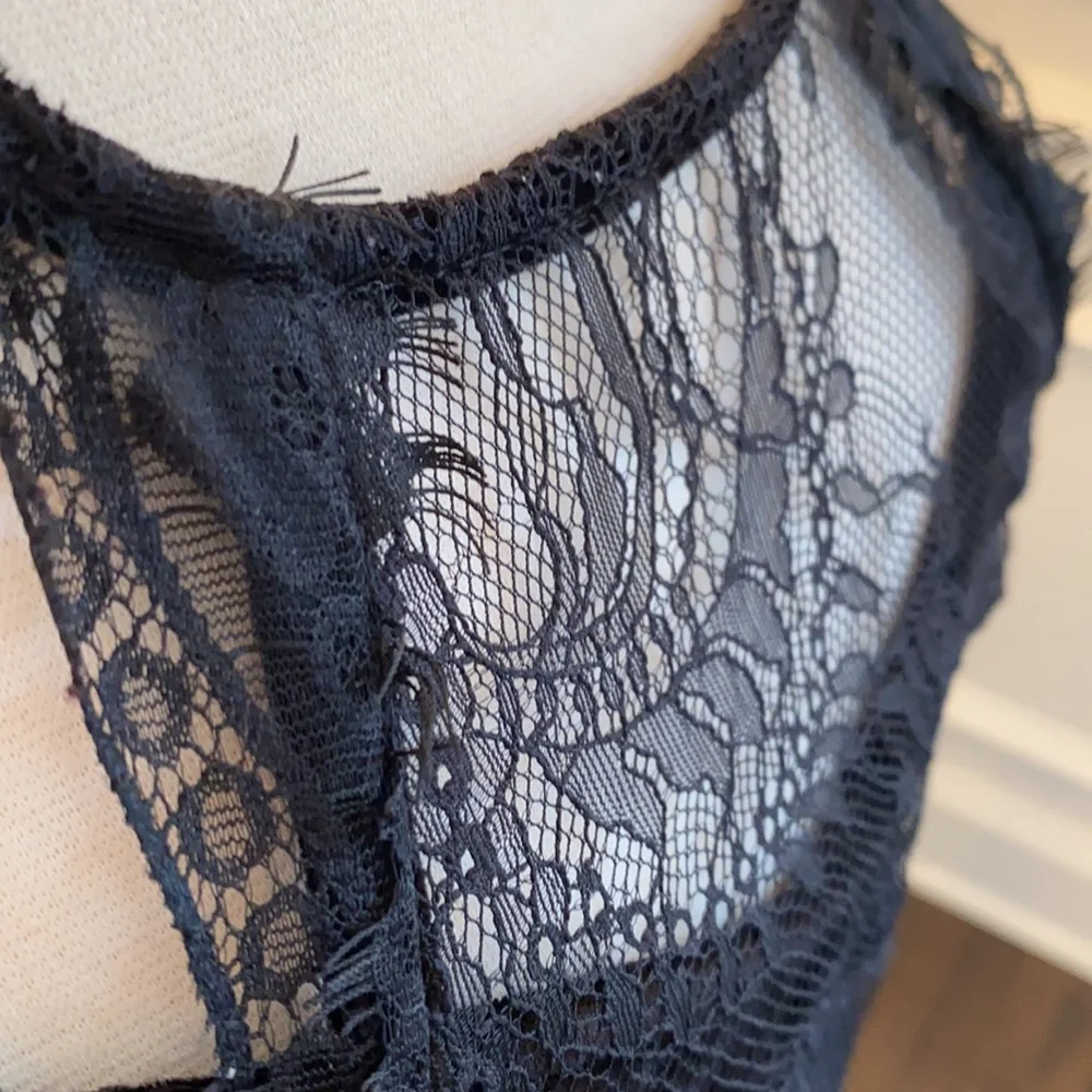 Free People Black Velvet Eyelash Lace Camisole Tank - Picture 3 of 6